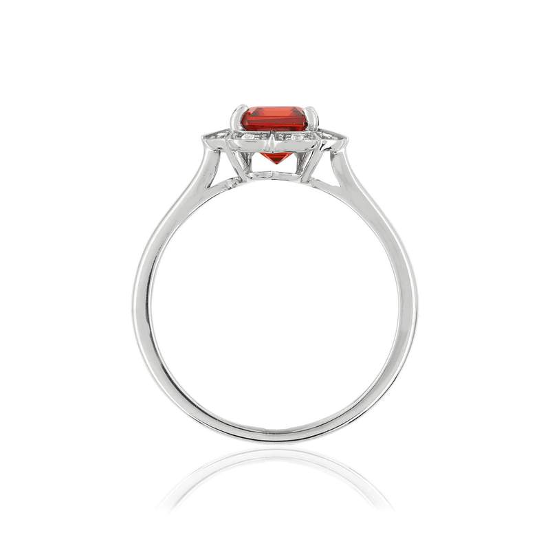 Bague argent 925 zirconias rouge carré et blancs - vue 2