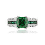 Bague argent 925 carrée zirconias verts et blancs - vue 3