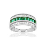 Bague argent 925 émeraudes imitation et zirconias - vue 1