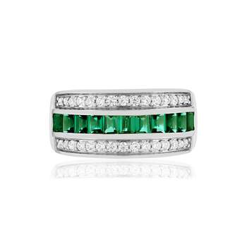 925 silver ring with imitation emeralds and zirconias