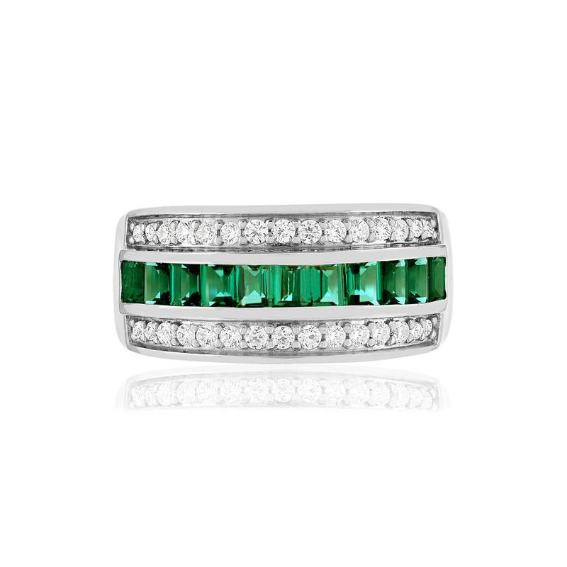 Bague argent 925 émeraudes imitation et zirconias - vue 3
