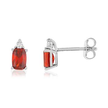 925 sterling silver earrings with red and white zirconias