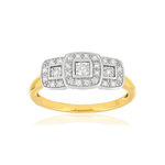 Bague or 750 2 tons carrée diamants - vue 1