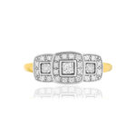 Bague or 750 2 tons carrée diamants - vue 3