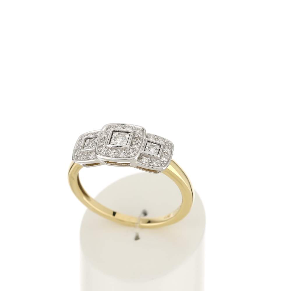 Bague or 750 2 tons carrée diamants - vue 2