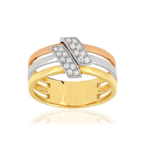 Bague or 750 3 tons diamants