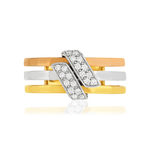 Bague or 750 3 tons diamants - vue 3