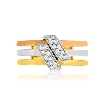 Gold 750 3-tone diamond ring