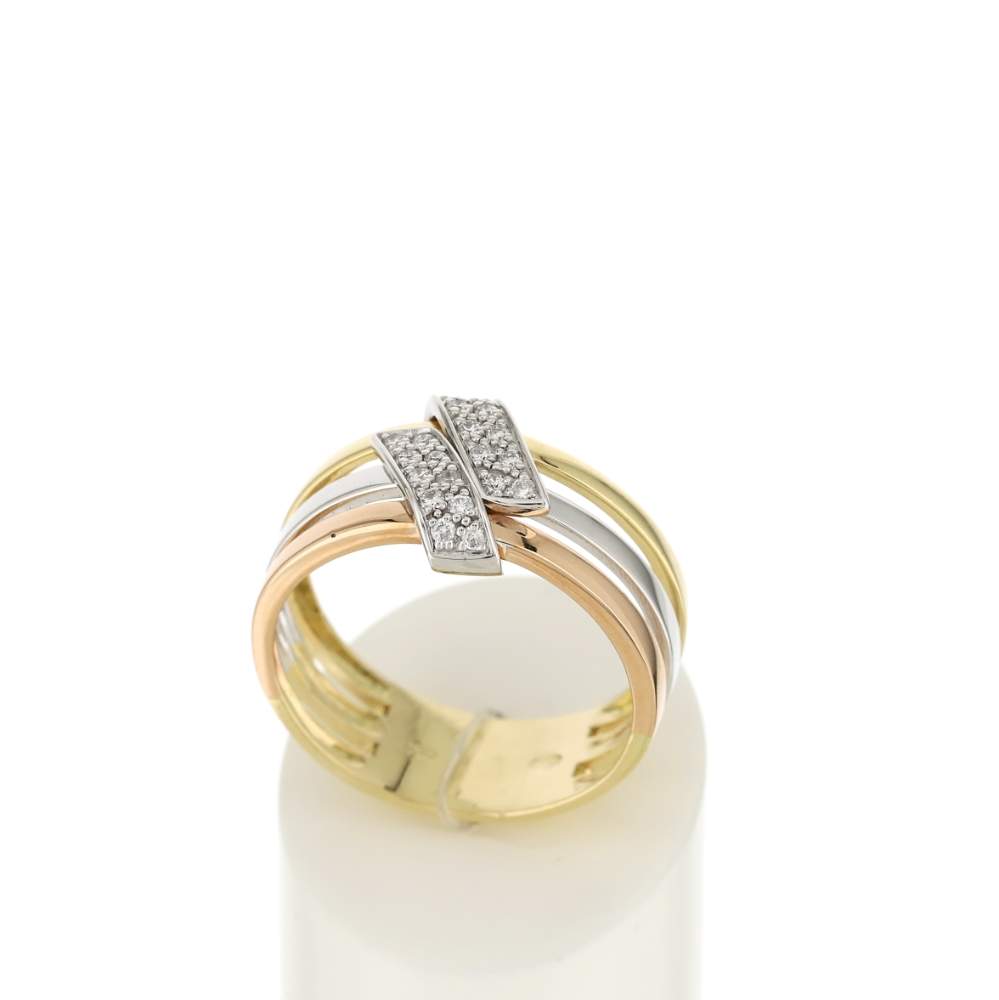 Bague or 750 3 tons diamants - vue 2