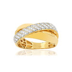 Bague or 750 2 tons anneaux croisés diamants - vue 1