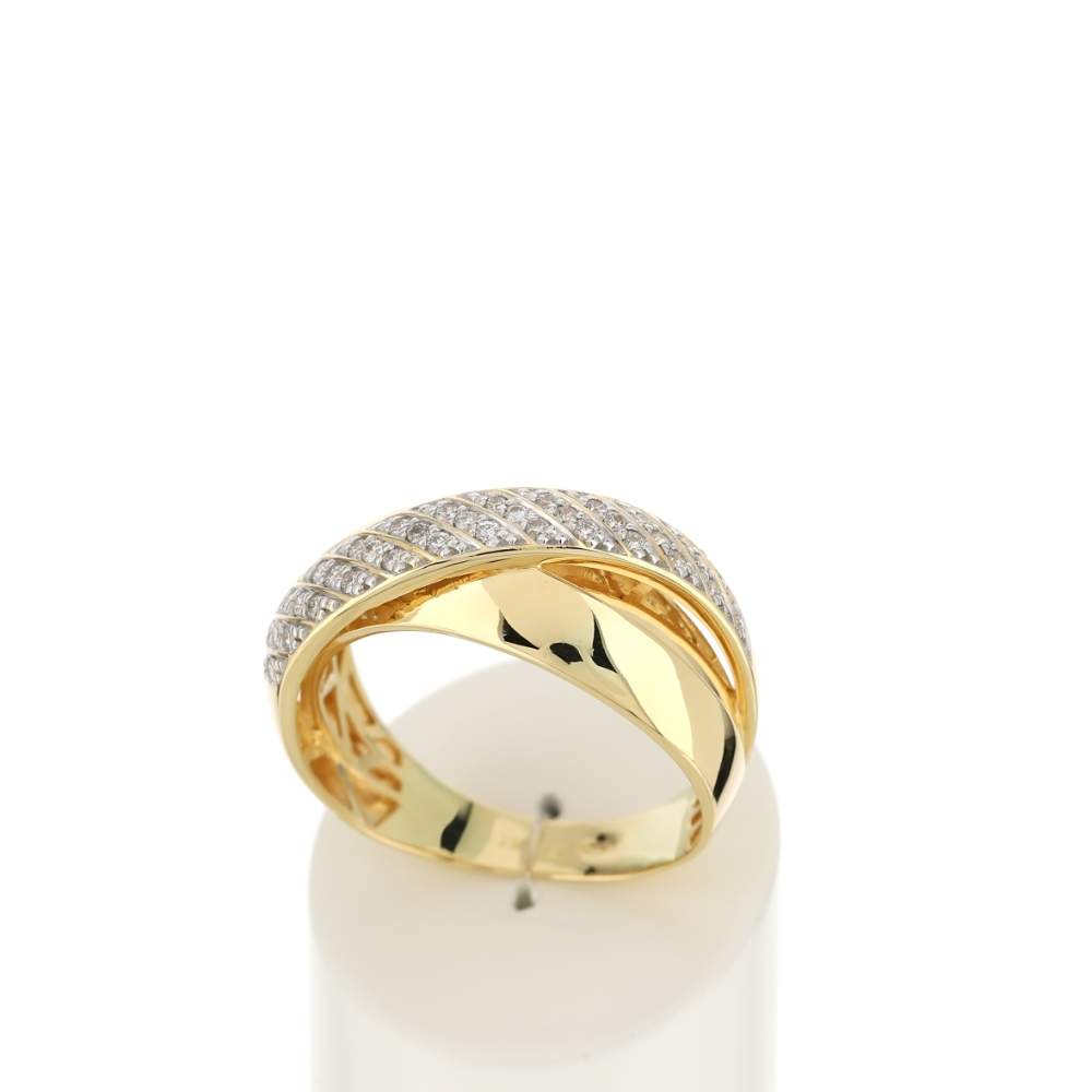 Bague or 750 2 tons anneaux croisés diamants - vue 2