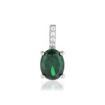 Pendentif argent 975 zirconias vert ovale et blancs - vue 1