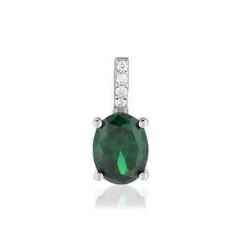 Pendentif argent 925 zirconias vert ovale et blancs