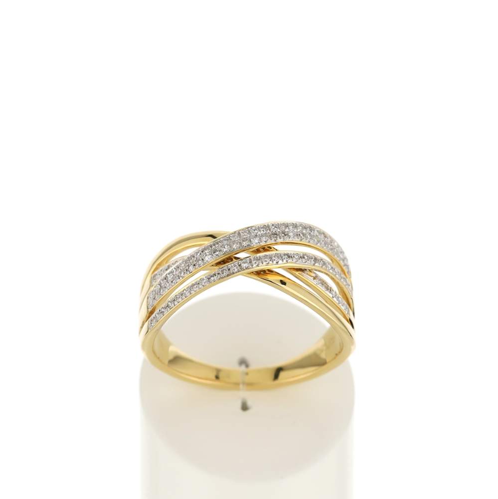 Bague or 750 2 tons anneaux entrelacés diamants - vue 1