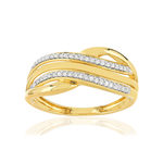 Bague or 375 2 tons croisée diamants - vue 1