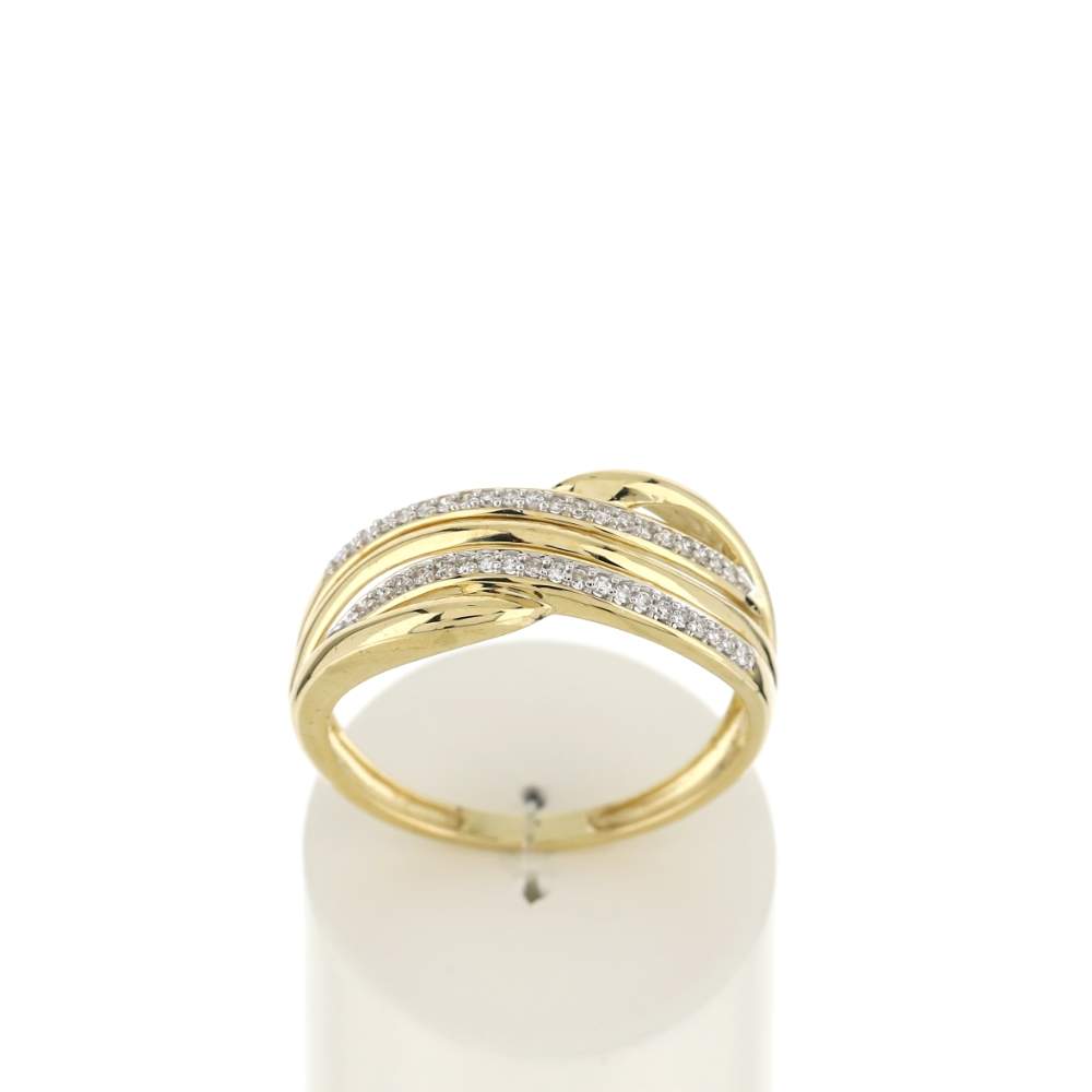 Bague or 375 2 tons croisée diamants - vue 1