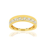 Bague or 375 2 tons triangles diamants - vue 1
