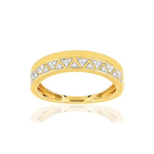 Bague or 375 2 tons triangles diamants