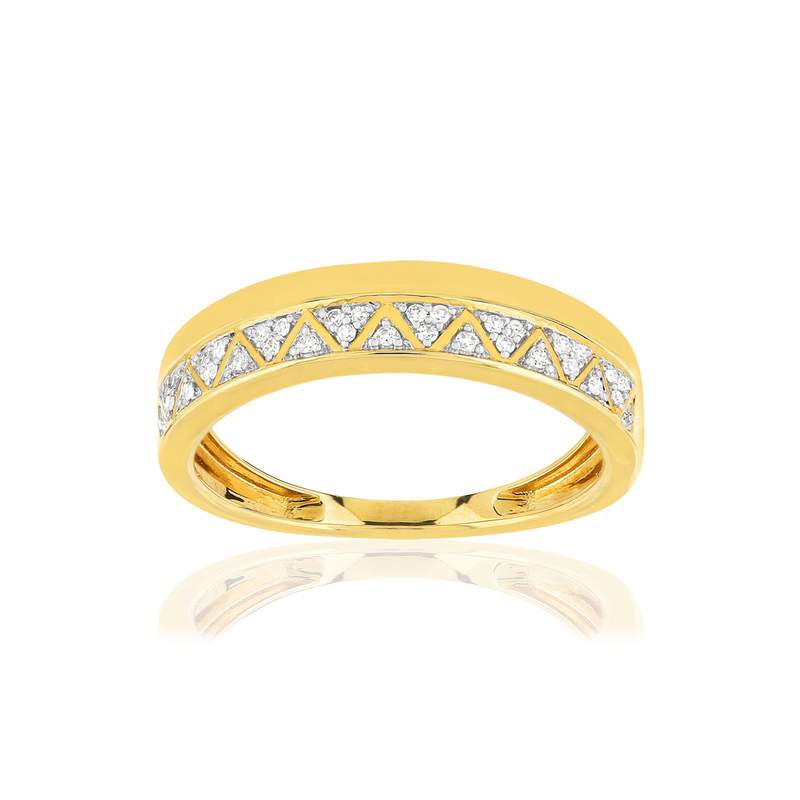 Bague or 375 2 tons triangles diamants - vue 1