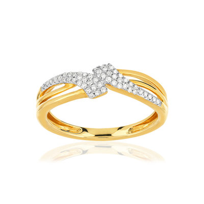 Bague or 375 2 tons ajourée diamants - vue 1