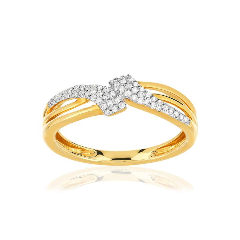 Bague or 375 2 tons ajourée diamants - vue 1