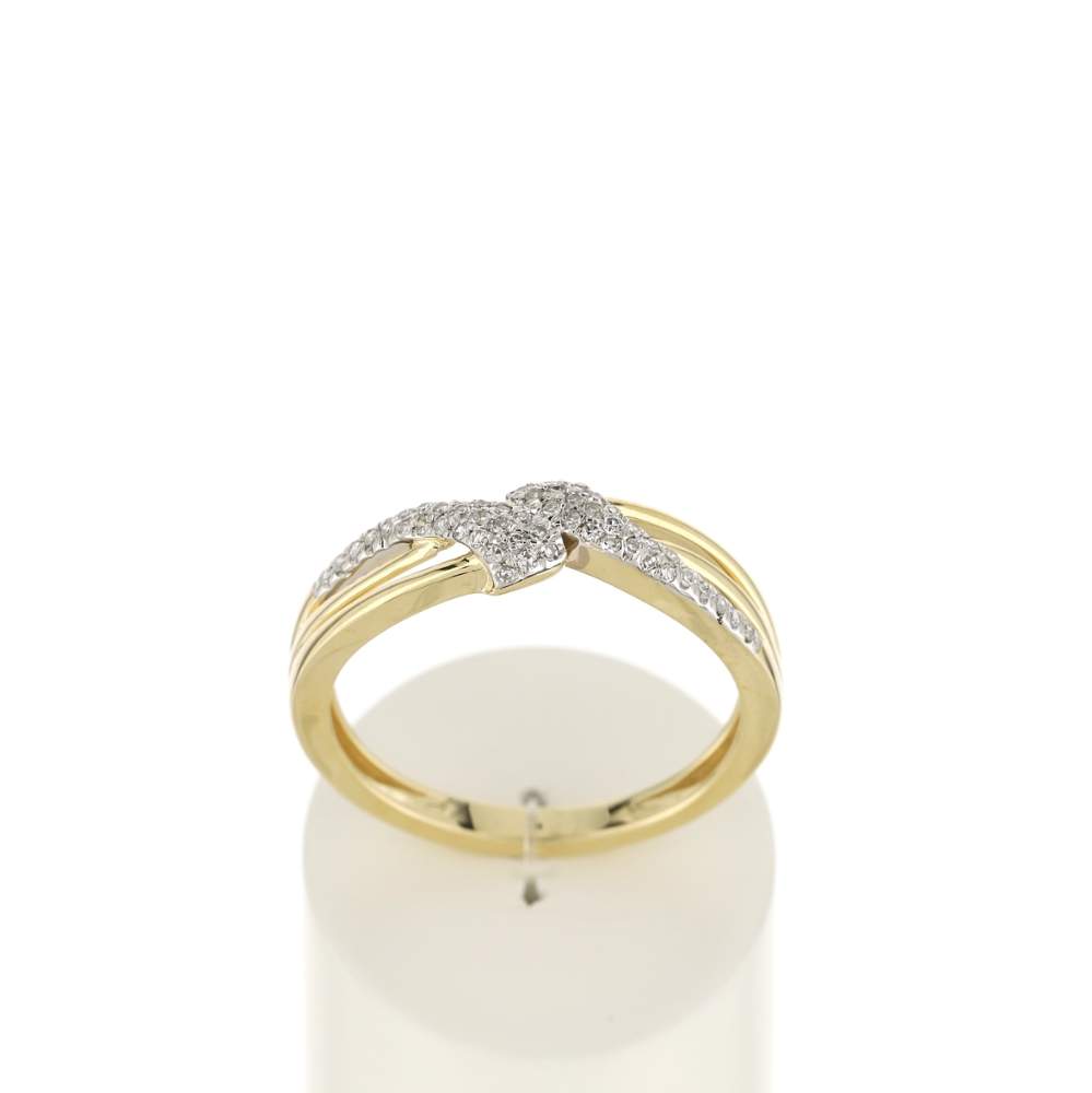 Bague or 375 2 tons ajourée diamants - vue 1