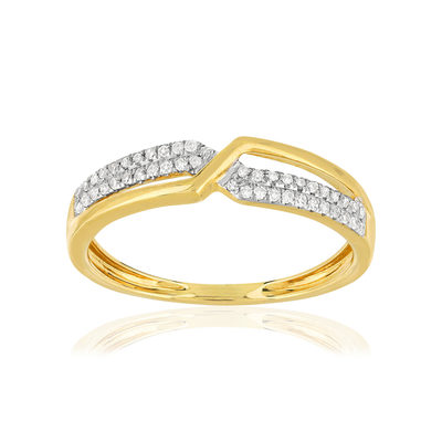 Bague or 375 2 tons croisée diamants