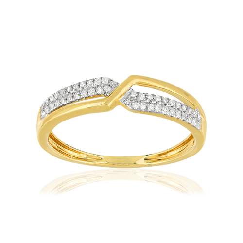 Bague or 375 2 tons croisée diamants
