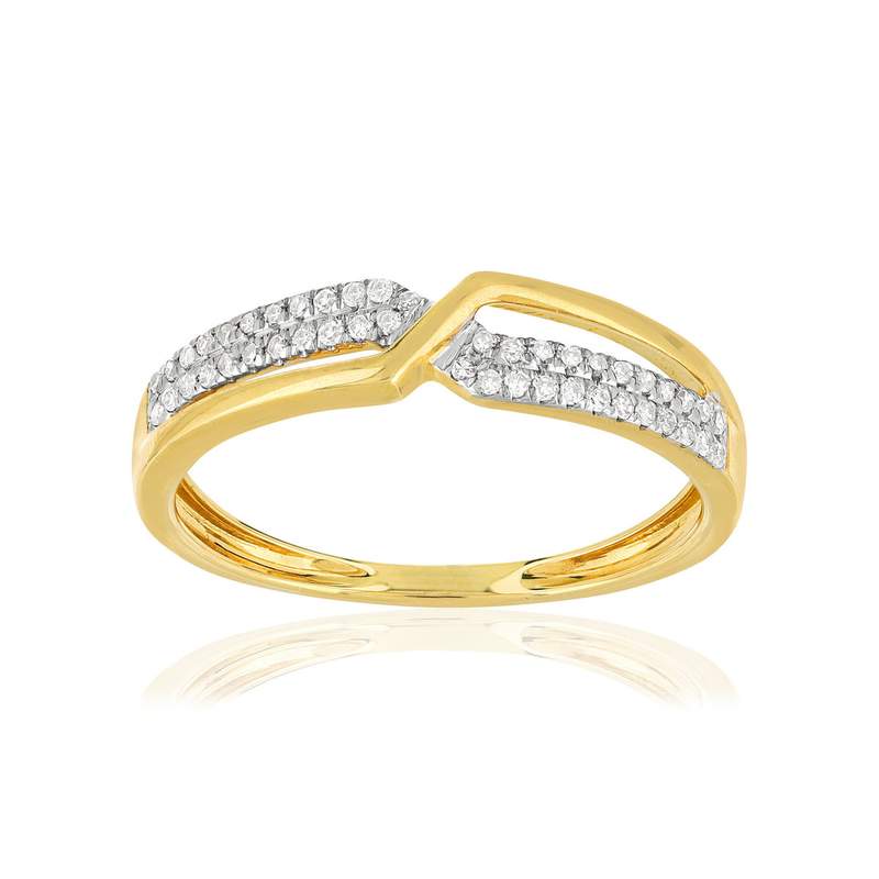 Bague or 375 2 tons croisée diamants - vue 1