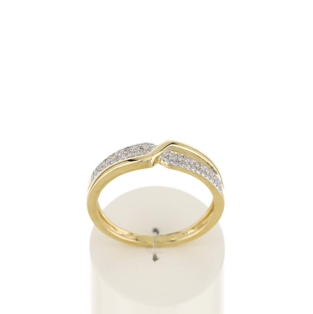 Bague or 375 2 tons croisée diamants - vue 1