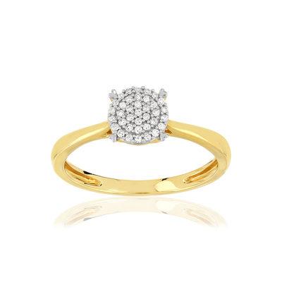 Gold ring 375 2 tone diamonds