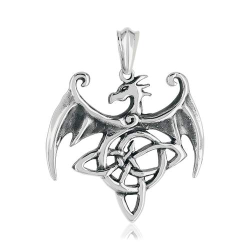 Pendentif acier dragon ailé