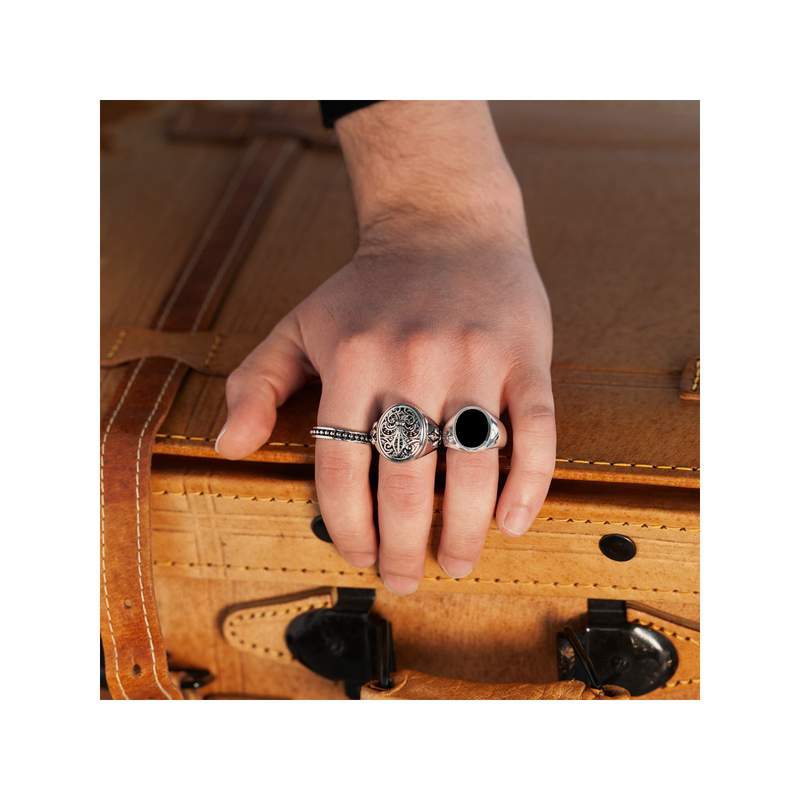 Bague argent 925 laque noire - vue porté 2