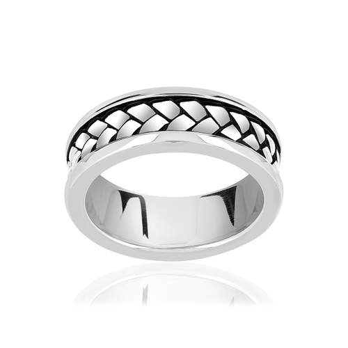 Bague argent 925 laque noire tresse