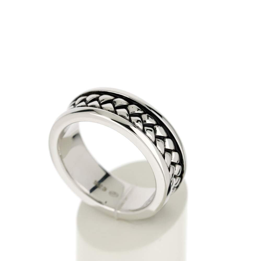 Bague argent 925 laque noire tresse - vue 3