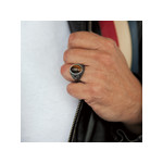 Bague argent 925 vieilli oeil de tigre - vue porté 1