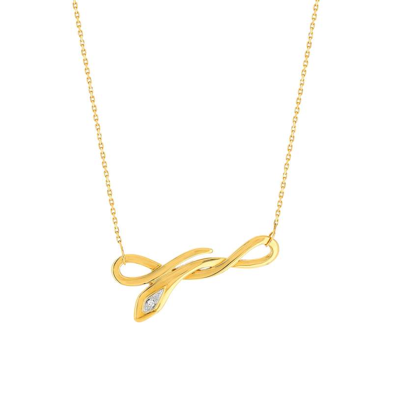 Collier or 375 2 tons serpent diamant 42 cm - vue 1