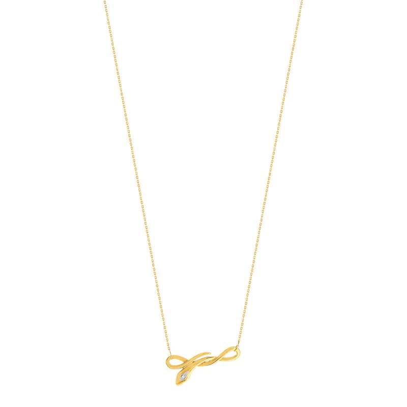 Collier or 375 2 tons serpent diamant 42 cm - vue 2