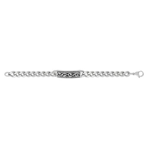 Bracelet acier motifs noirs 23 cm