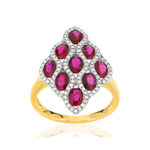 Bague 2 ors 750 losange rubis et diamants - vue 1