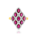 Bague 2 ors 750 losange rubis et diamants - vue 3