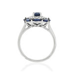 Bague or blanc 750 saphirs diamants - vue 2