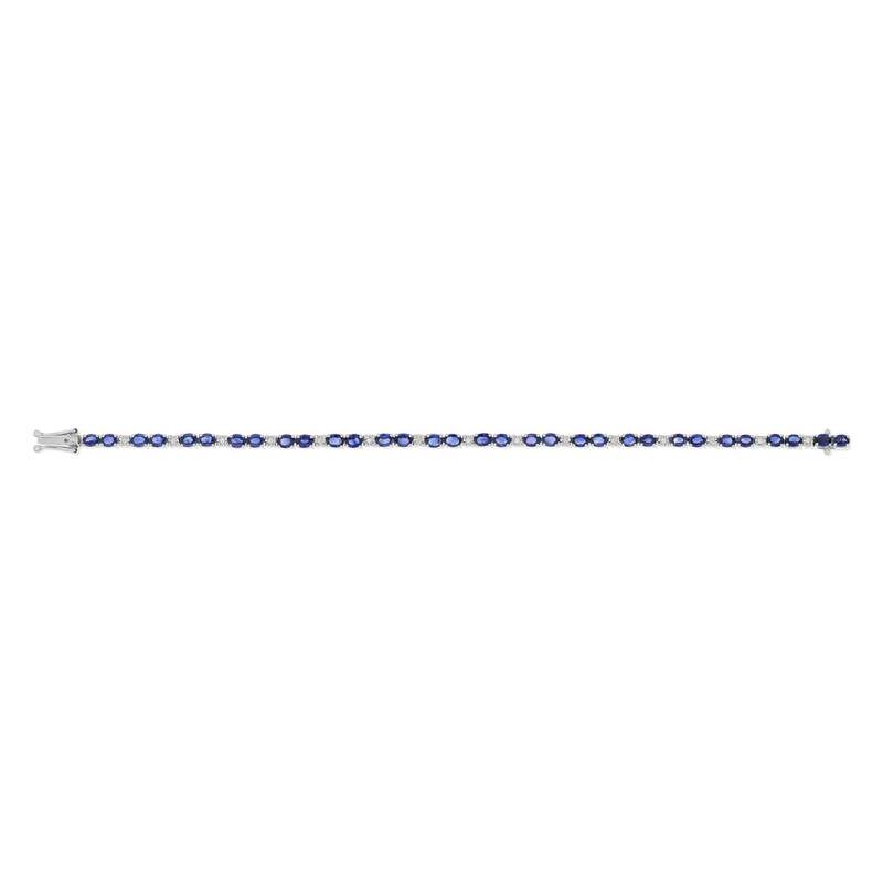 Bracelet or 750 blanc saphirs et diamants 18 cm - vue 1