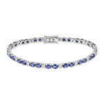 Bracelet or 750 blanc saphirs et diamants 18 cm - vue 2