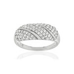 925 sterling silver domed ring with zirconia stones - view 1
