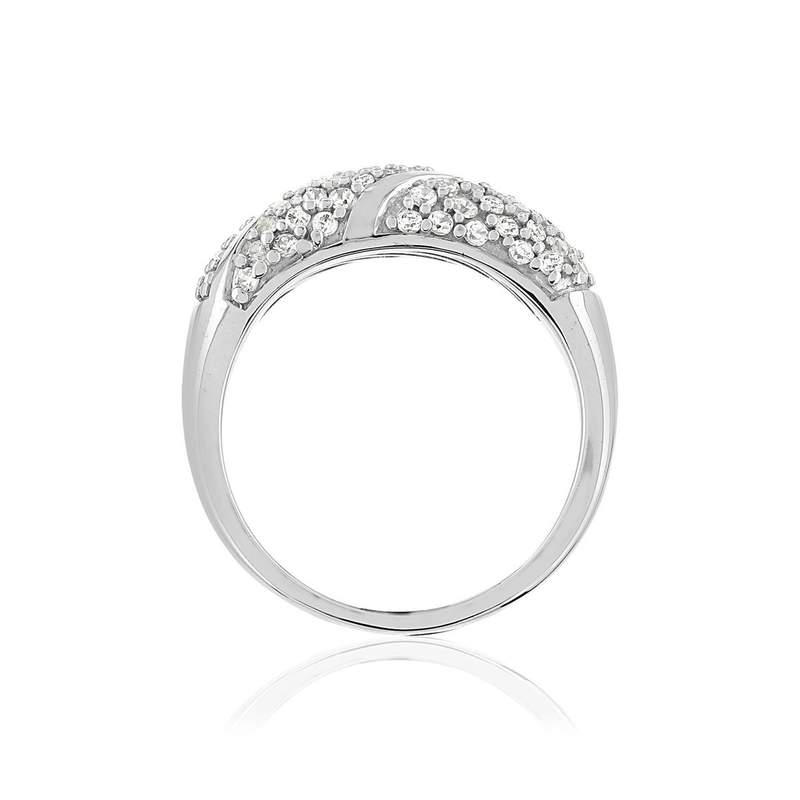 Bague argent 925 bombée zirconias - vue 2