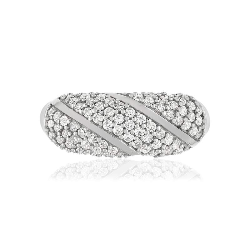 Bague argent 925 bombée zirconias - vue 3