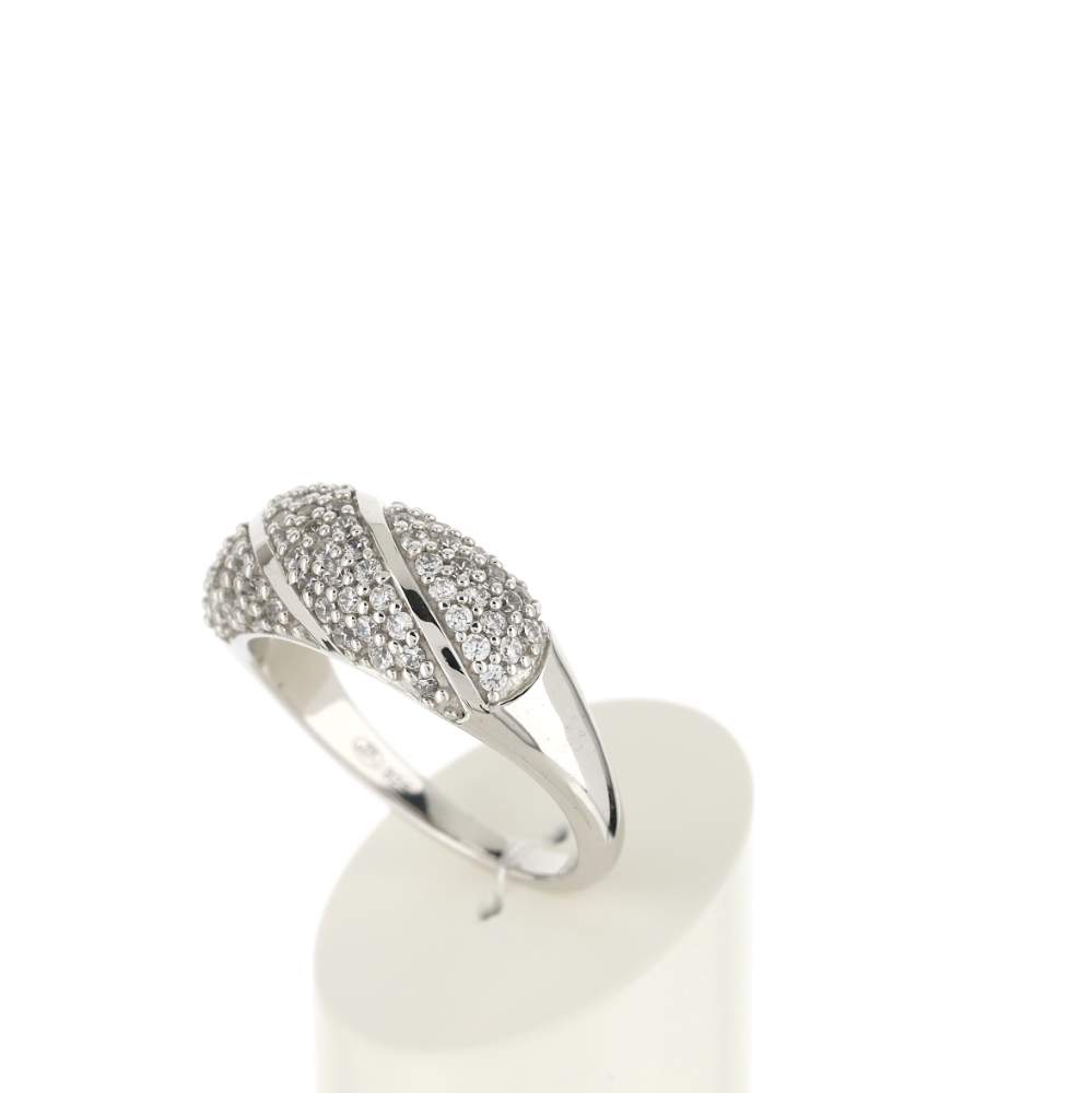 Bague argent 925 bombée zirconias - vue 4