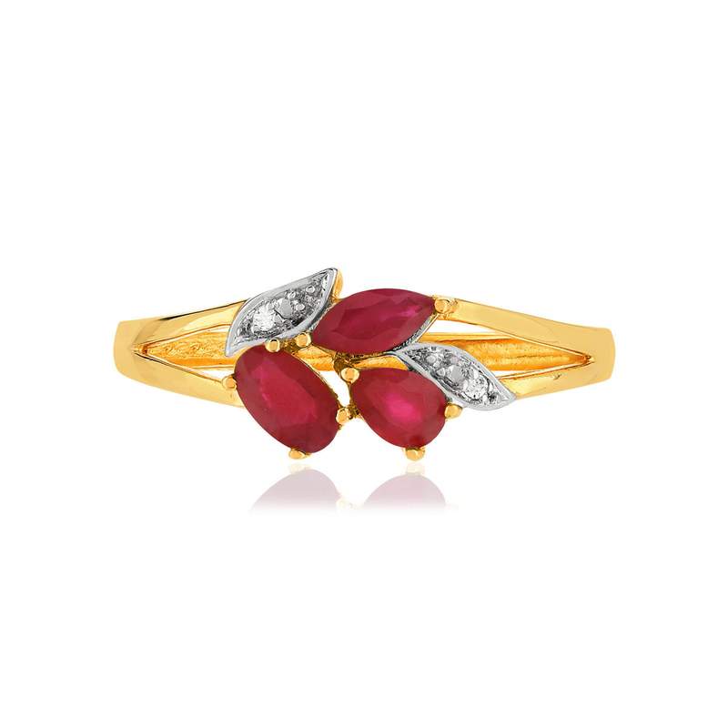Bague or 375 2 tons rubis et diamants - vue 3