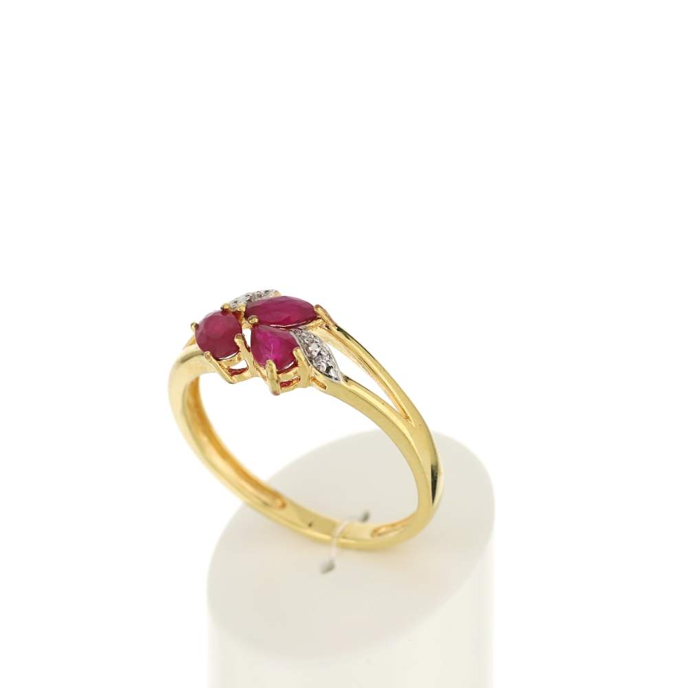 Bague or 375 2 tons rubis et diamants - vue 3